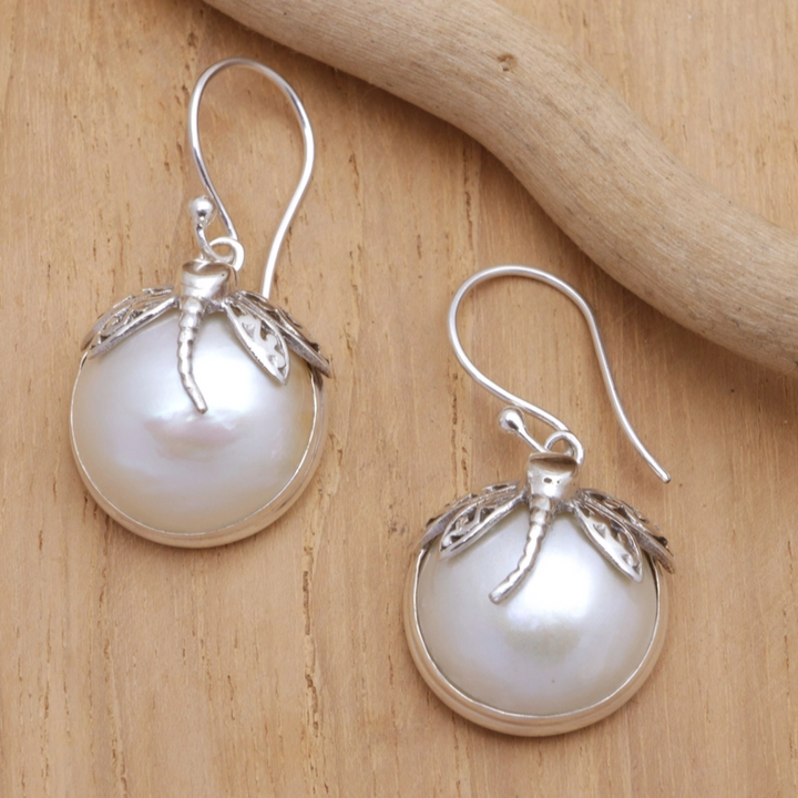 Kolczyki Vintage Perły Ważki