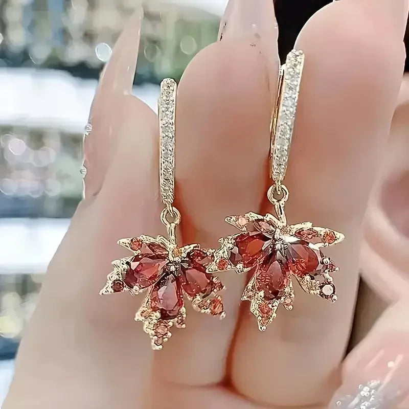 Kolczyki Zircon Leafshine — złote