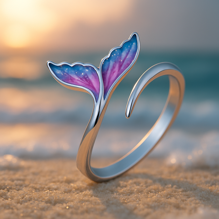 Regulowany Pierścionek z Kolorowym Ogonem Delfina