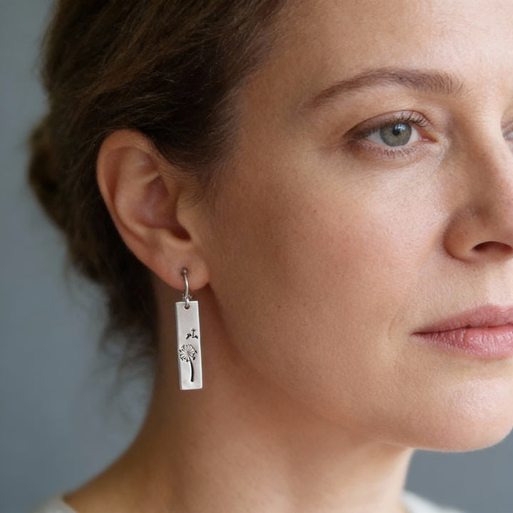 Kolczyki Boho Mniszek Prostokątny