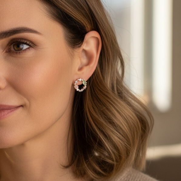 Kolczyki Kwiatowe z Cyrkonią w Złocie