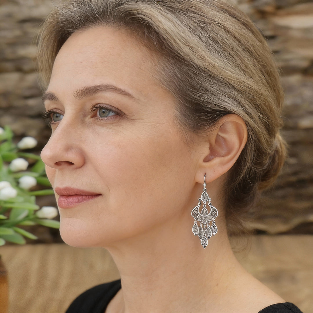 Antyczne Srebrne Kolczyki z Zawieszką