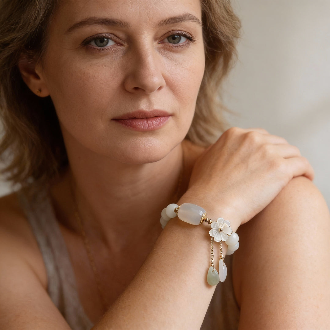 Bransoletka Akwamaryn z Perłami