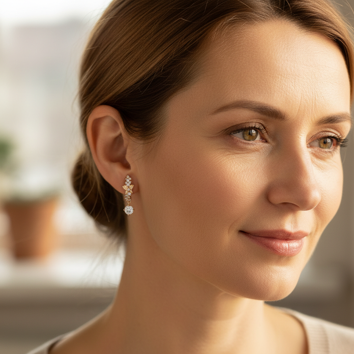 Kolczyki Cyrkon Eleganckie Złoto