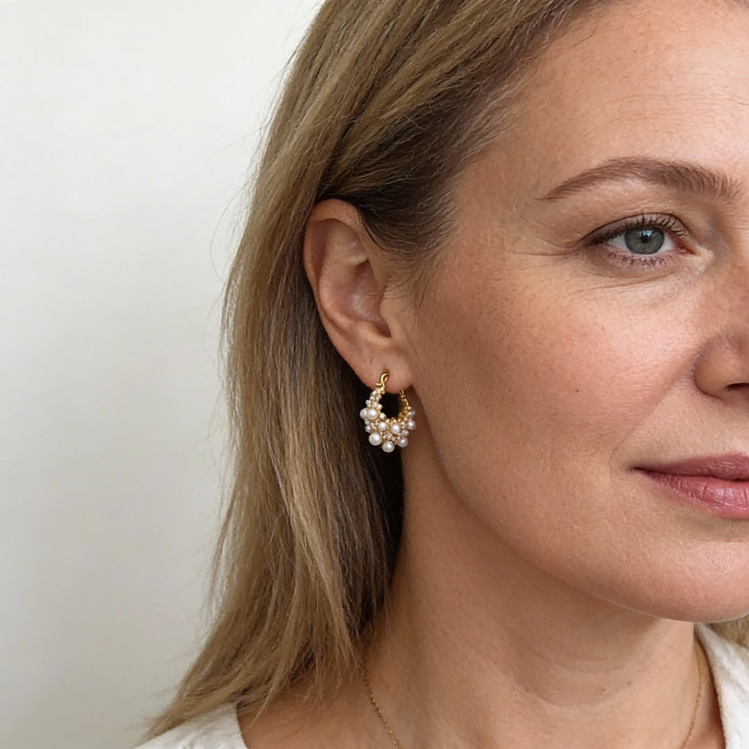 Kolczyki Koła w Vintage Designie ze Złota i Pereł