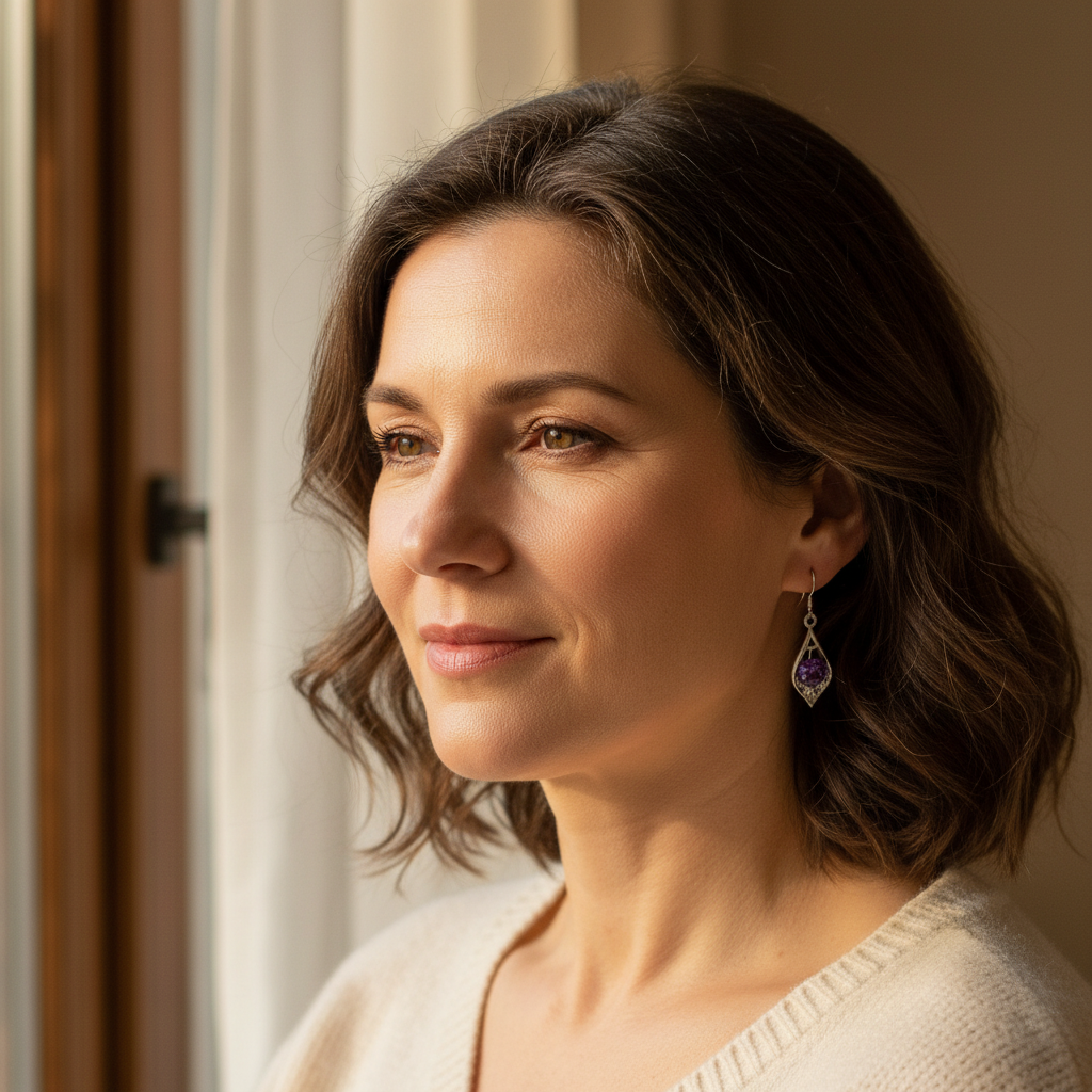 Kolczyki Srebro Kryształ Fioletowy