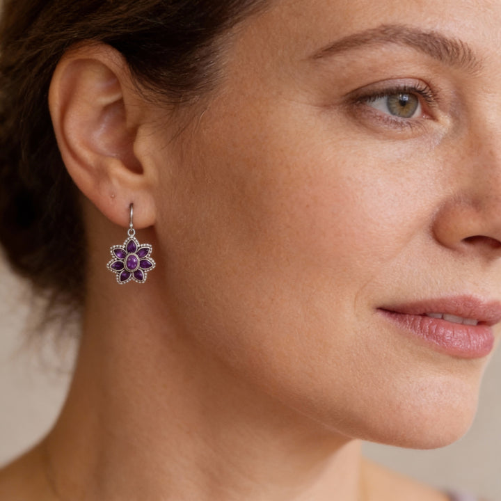 Kolczyki Vintage Kwiat Mauve