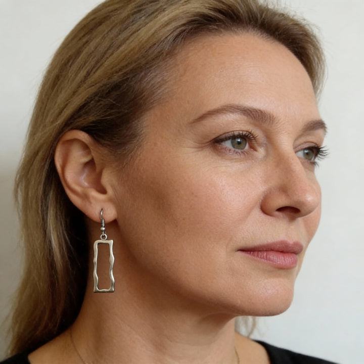 Kolczyki Vintage Prostokątne Srebro