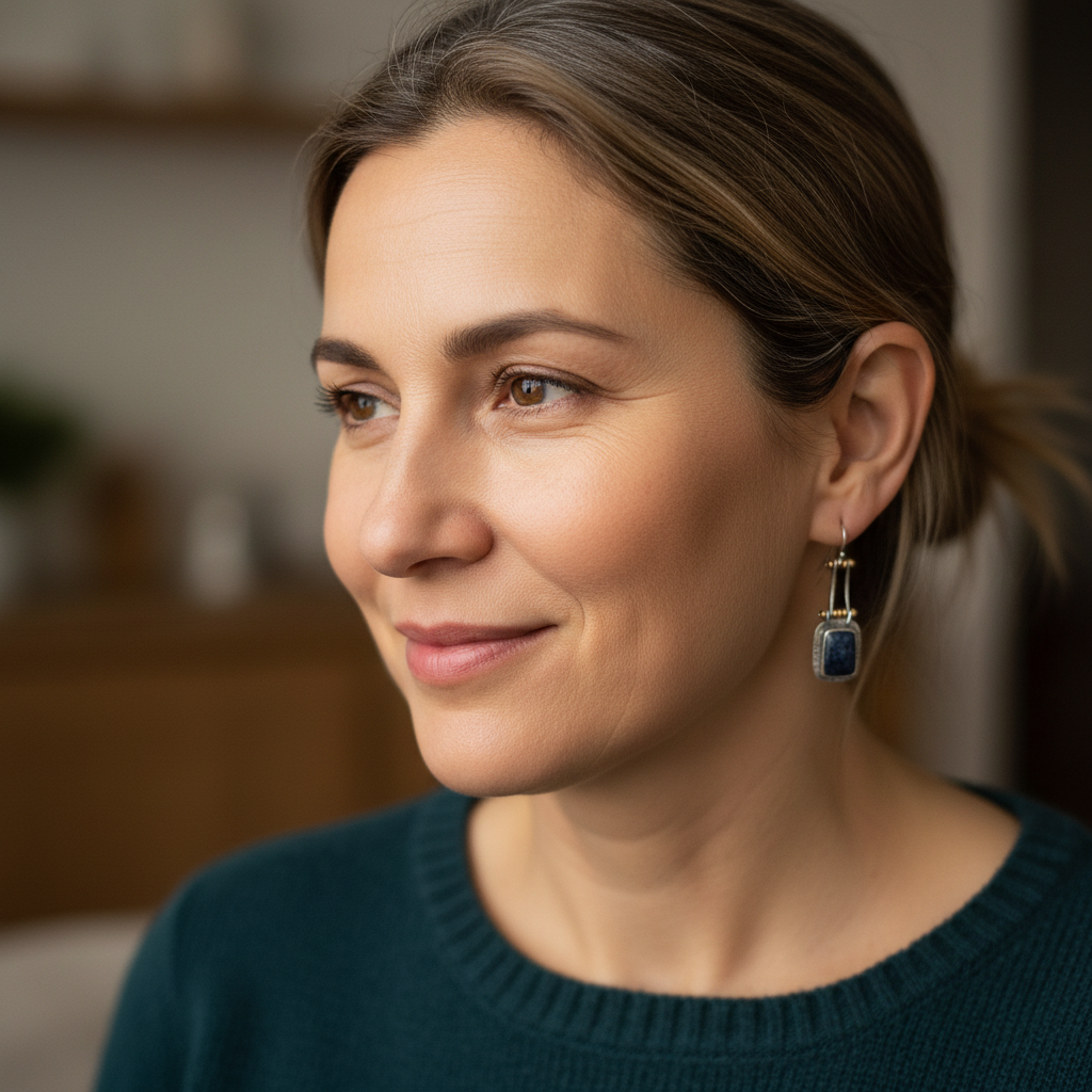 Kolczyki Vintage Srebro Kamień Czarny