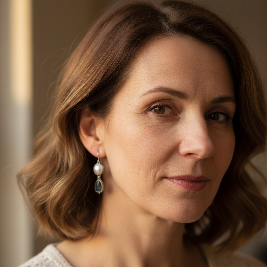 Kolczyki Vintage Srebro Kamień Naturalny