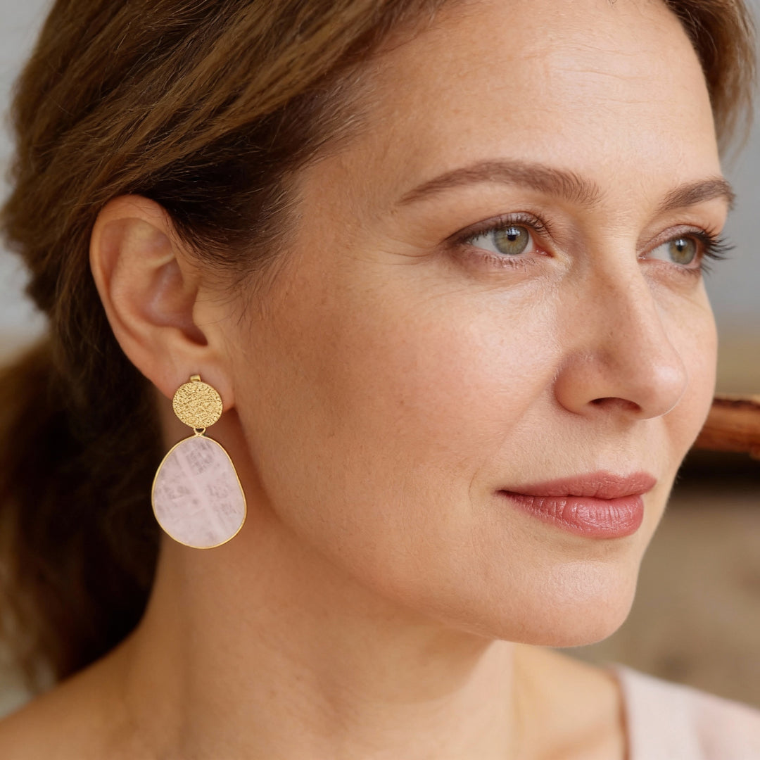 Kolczyki Złote Kamień Biały