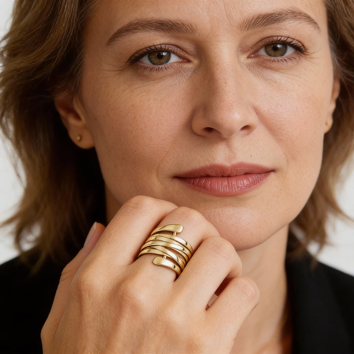 Pierścionek Geometryczny Metalowy