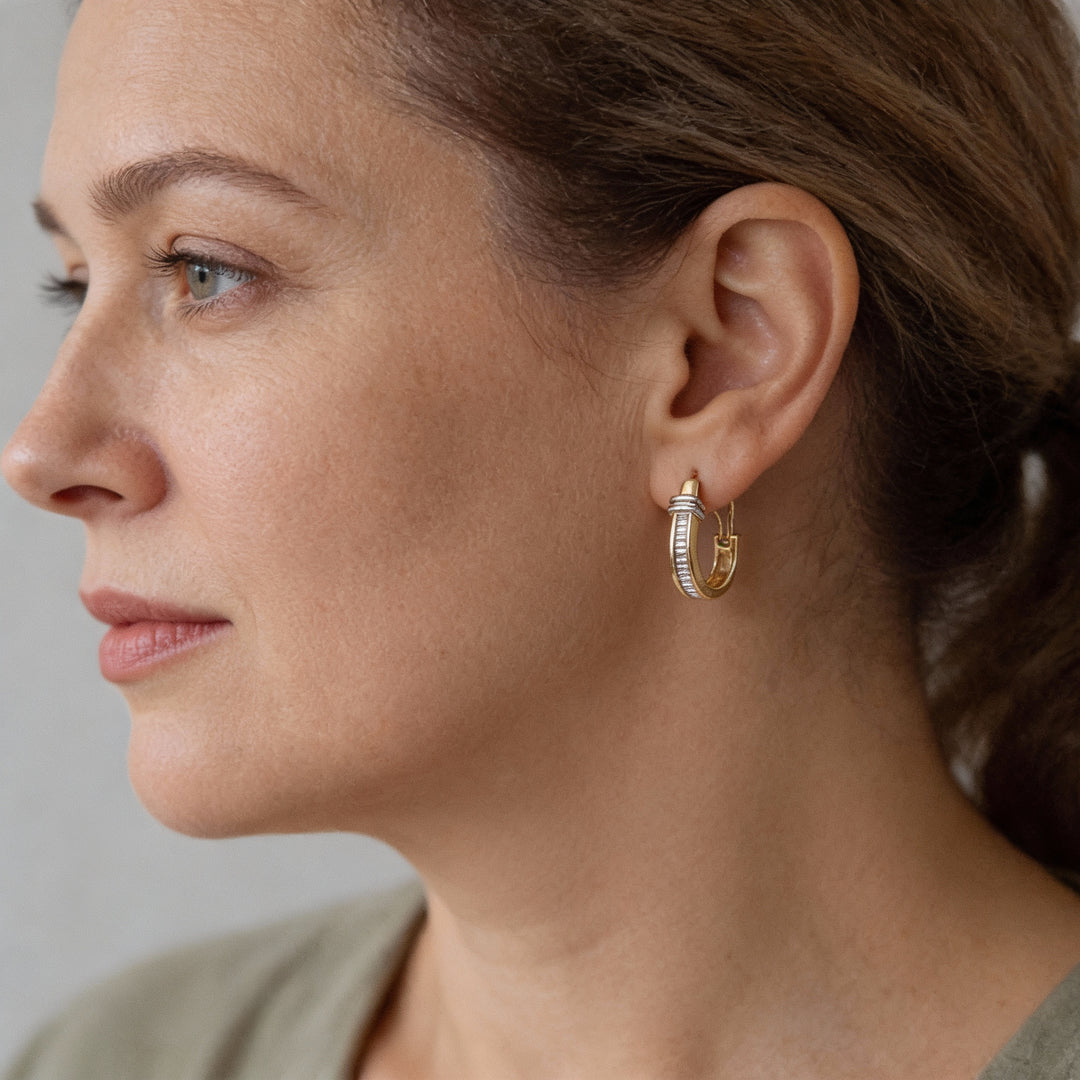 Vintage Złoto-Diamentowe Kolczyki