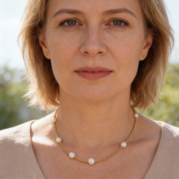 Złoty Naszyjnik z Perłą Słodkowodną