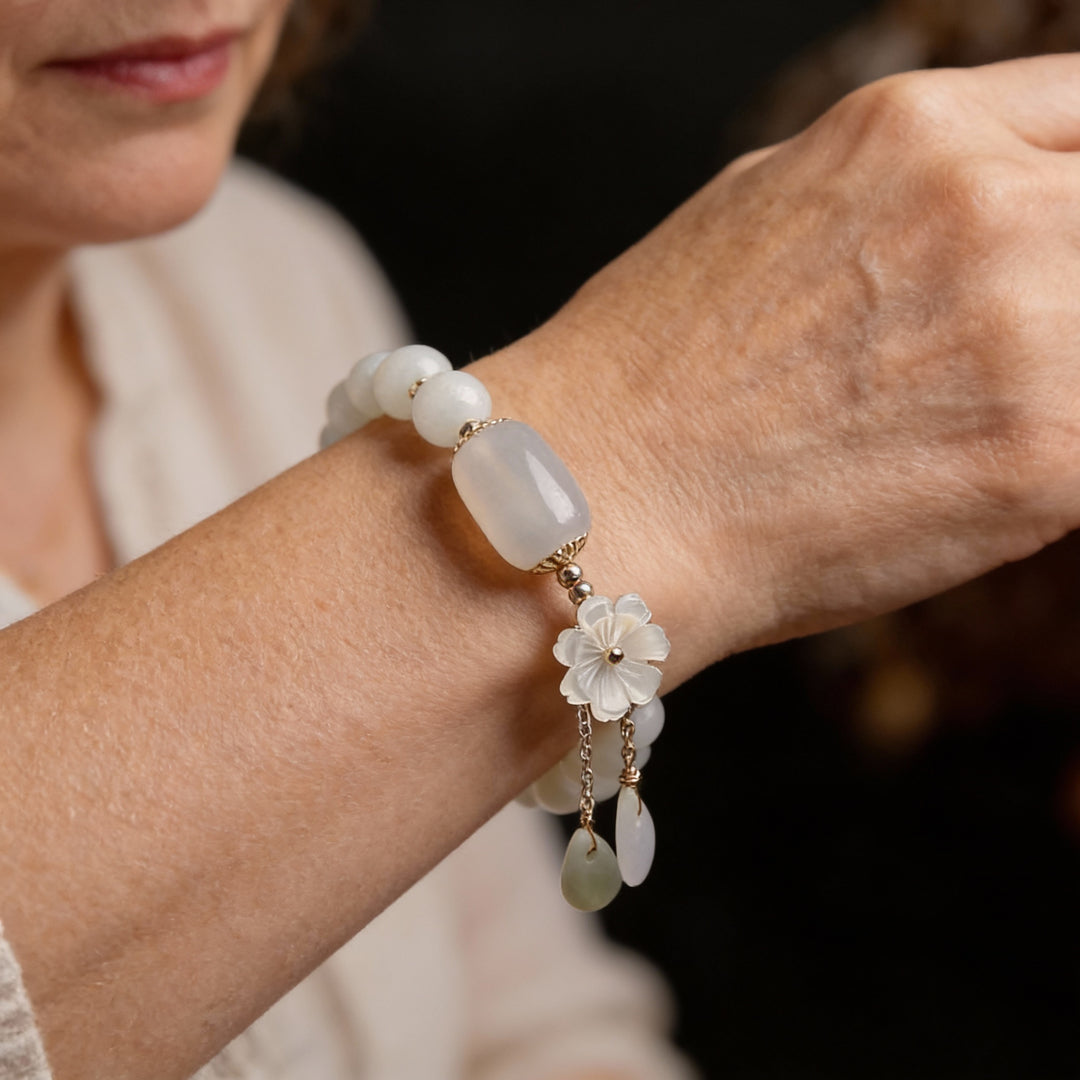 Bransoletka Akwamaryn z Perłami