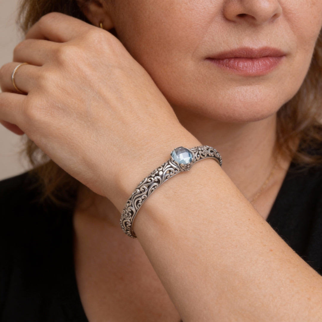 Otwarta vintage bransoletka srebrna z cyrkoniami