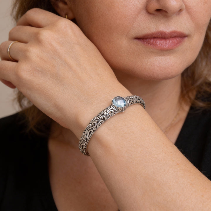 Otwarta vintage bransoletka srebrna z cyrkoniami