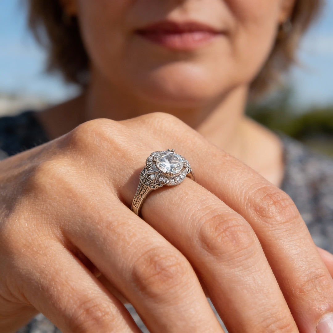 Pierścionek Vintage z Szmaragdem