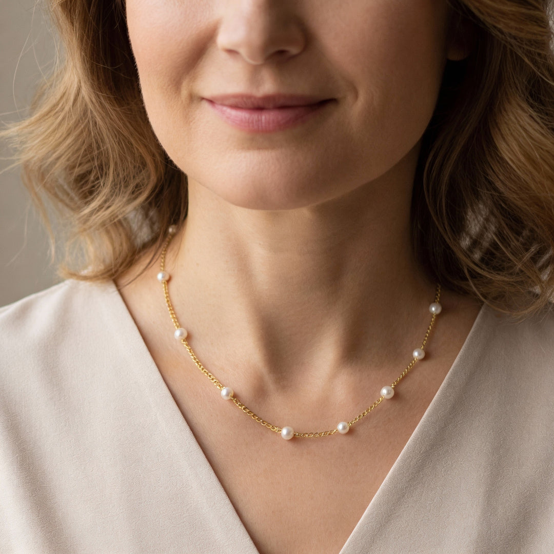 Złoty Naszyjnik z Perłą Słodkowodną