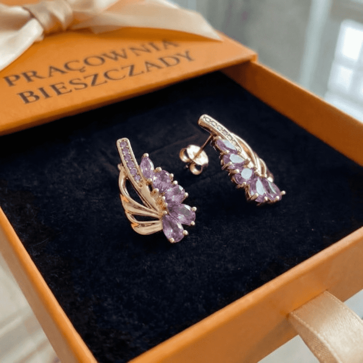 Kolczyki Viorelle Amethyst Wing | Różowe Złoto