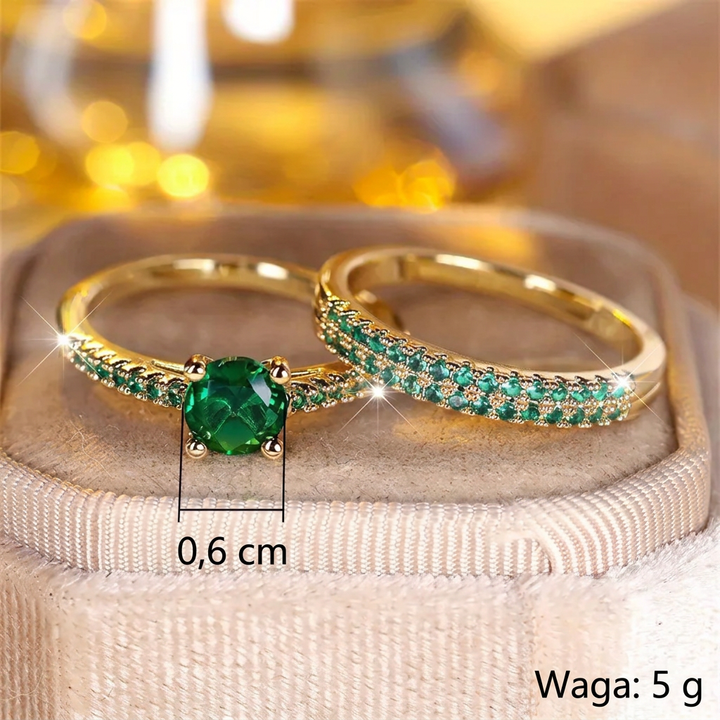 Serena Emerald Duo Komplet Pierścionków | Złoto