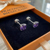 Kolczyki okrągłe Amethyst | Białe Złoto