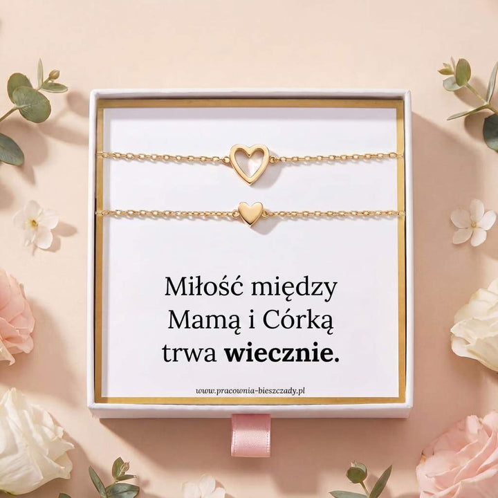 Bransoletki dla Mamy i Córki · Komplet z Sercami