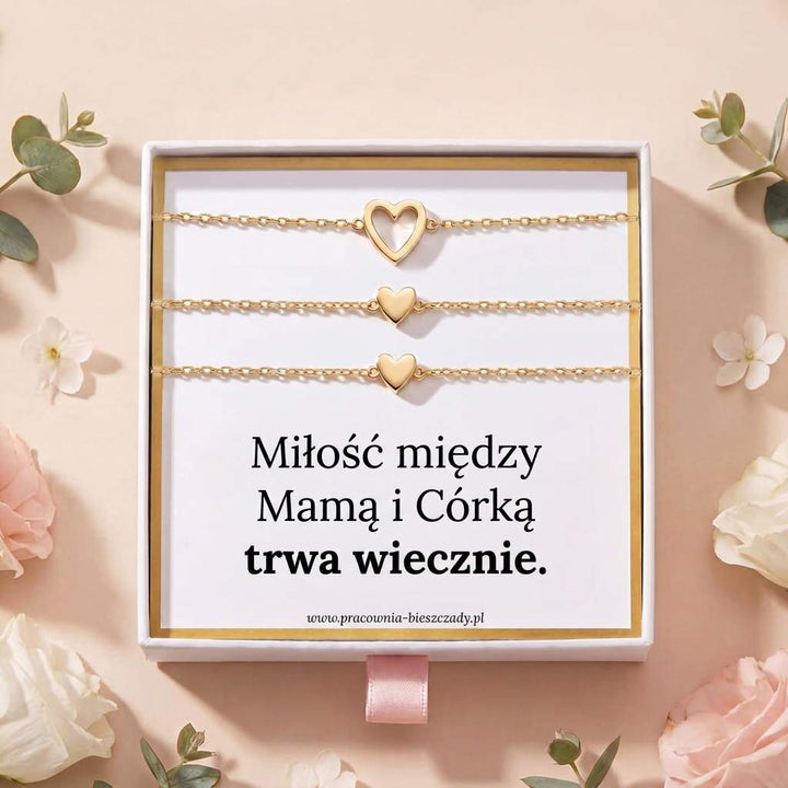 Bransoletki dla Mamy i Córki · Komplet z Sercami