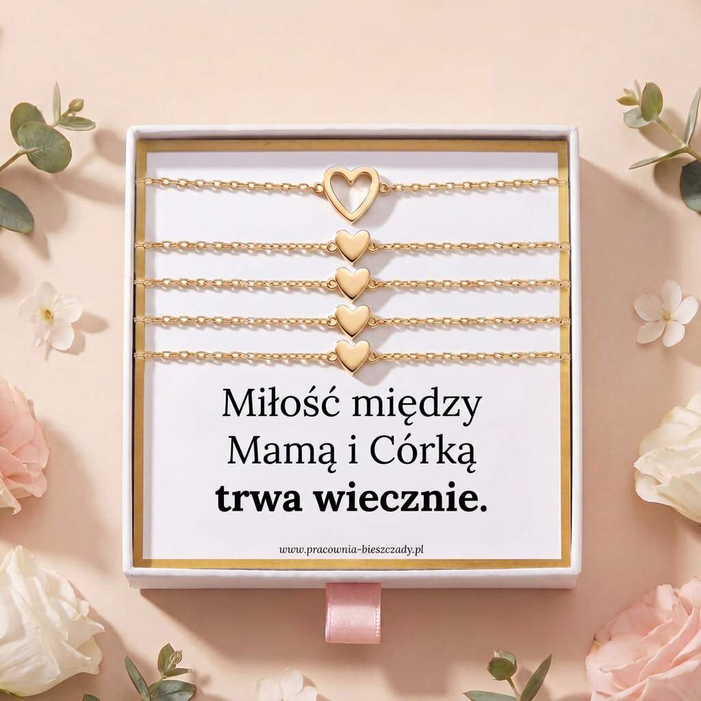 Bransoletki dla Mamy i Córki · Komplet z Sercami