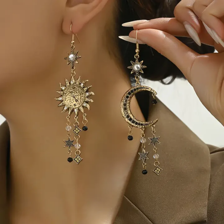 Kolczyki Vintage Słońce Księżyc