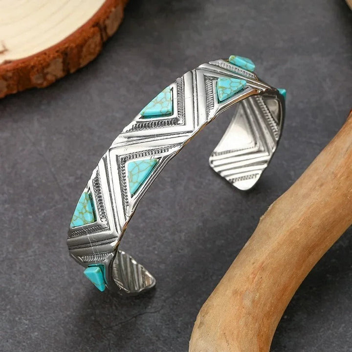 Vintage bransoletka boho tribal z turkusem
